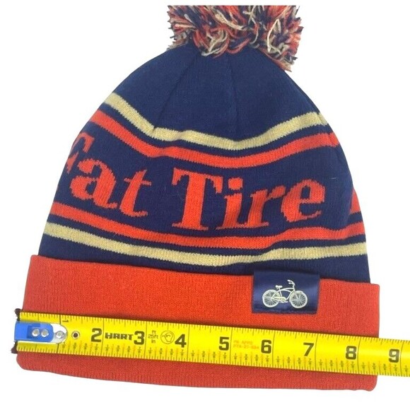New Belgium Brewing Fat Tire Ale Beer Beanie Bike Bicycle  Logo Pom Cuffed Hat - Picture 6 of 6